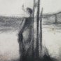 Large Drawing Antique landscape Bucolic Studio Pierre Duteurtre Dut BM53.1