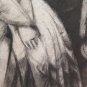 Large Drawing Antique Charcoal Portrait Of Woman Pierre Duteurtre Dut BM53.1
