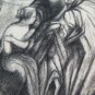 12 5/8x18 1/2in Large Drawing Antique Of Painter French Pierre Duteurtre Dut