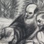 12 5/8x18 1/2in Large Drawing Antique Of Painter French Pierre Duteurtre Dut