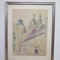 Antique Watercolour On paper Glimpse of A City' Nordic Signed Original G3