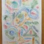 Painting Vintage To Watercolour Abstract Colourful Shapes Painting Signed Ps