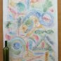 Painting Vintage To Watercolour Abstract Colourful Shapes Painting Signed Ps