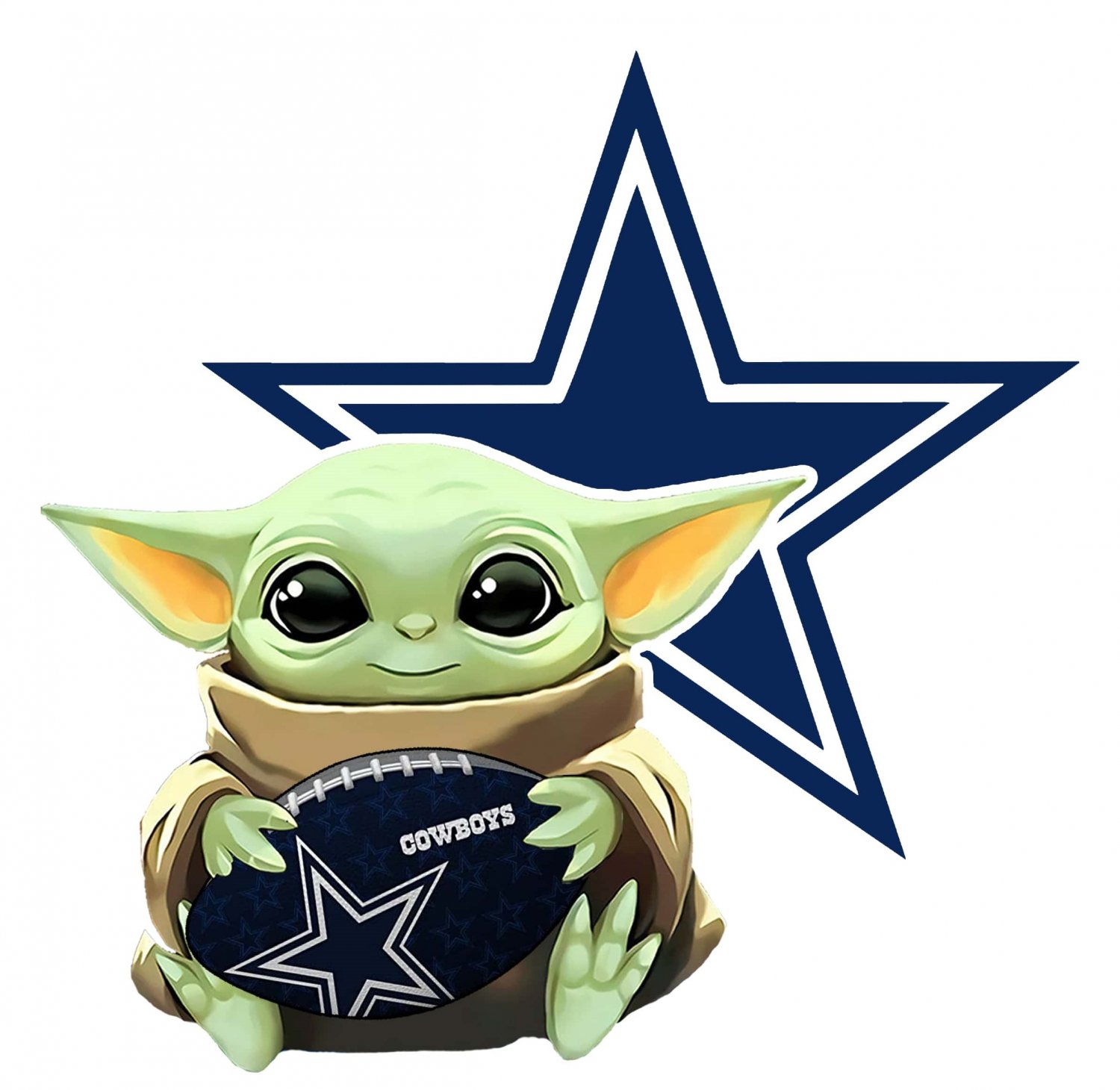 4 inch full color dallas cowboys baby yoda die cut vinyl