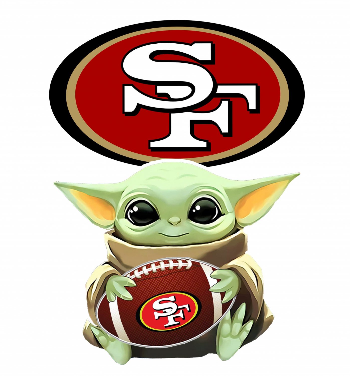 4 Inch Full Color San Francisco 49ers Baby Yoda Die Cut Vinyl Decal Sticker