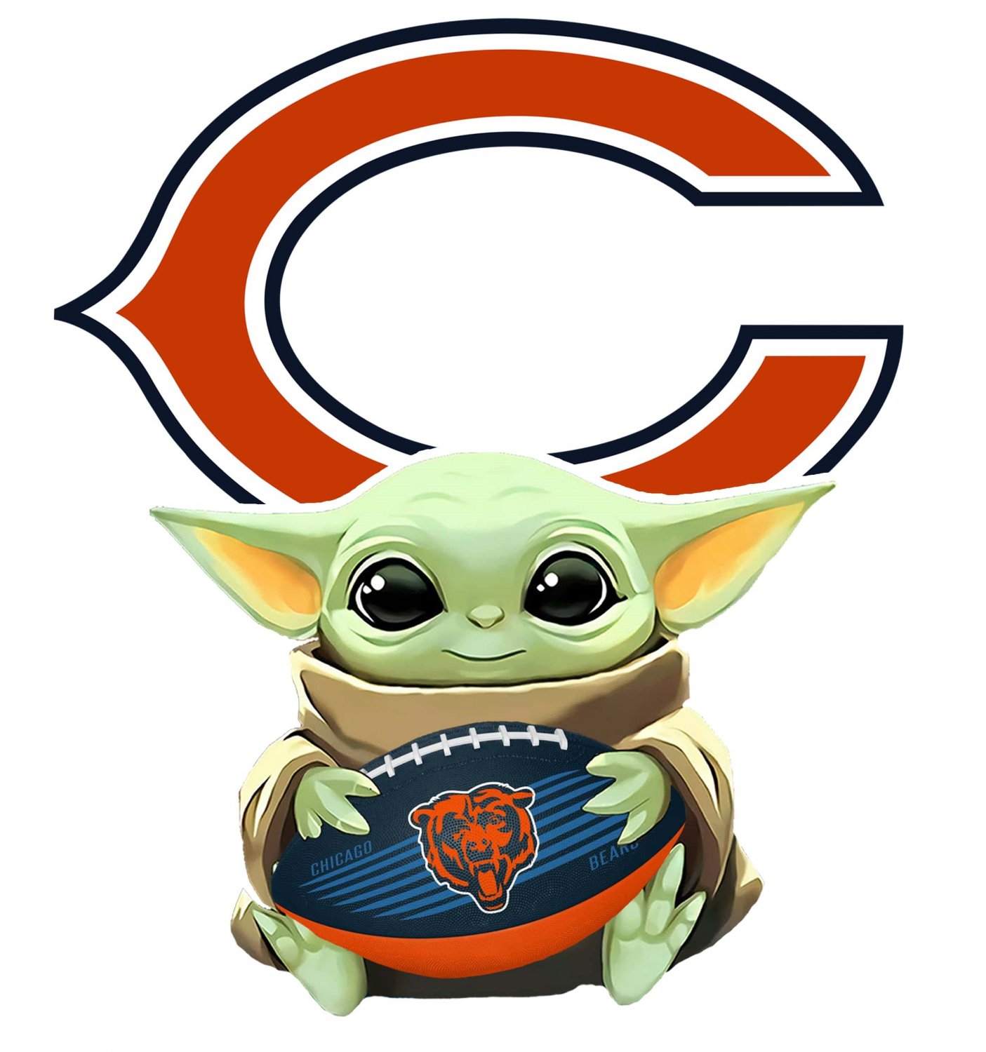 4 Inch Full Color Chicago Bears Baby Yoda Die Cut Vinyl