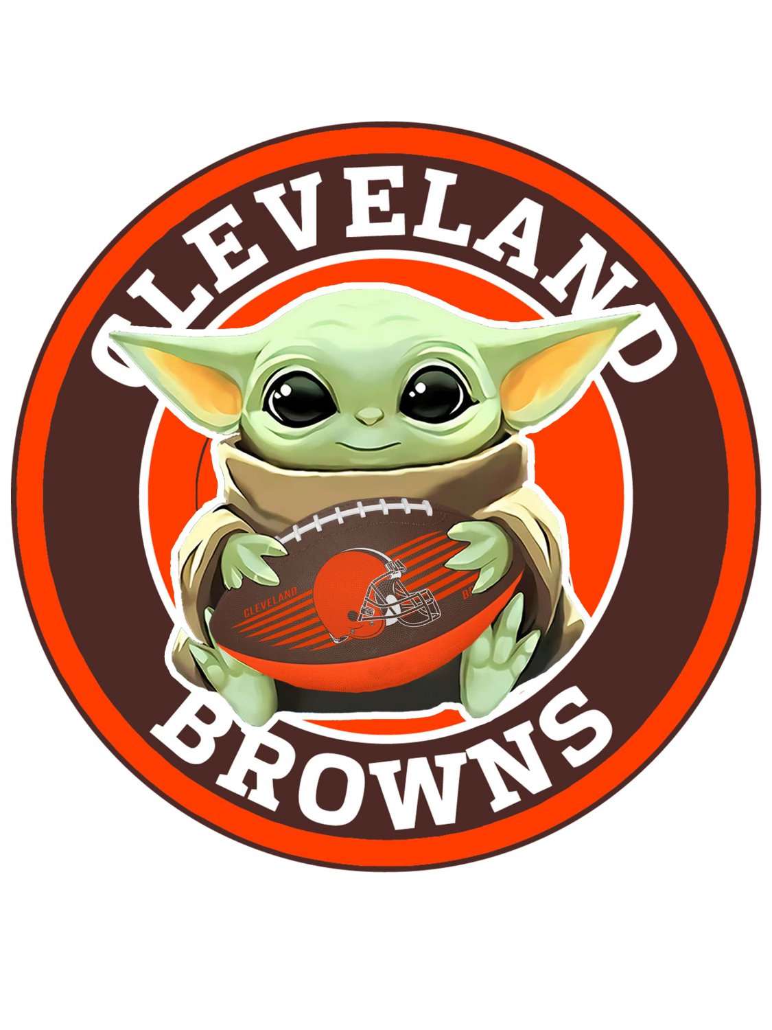 4 inch full color cleveland browns baby yoda die cut vinyl