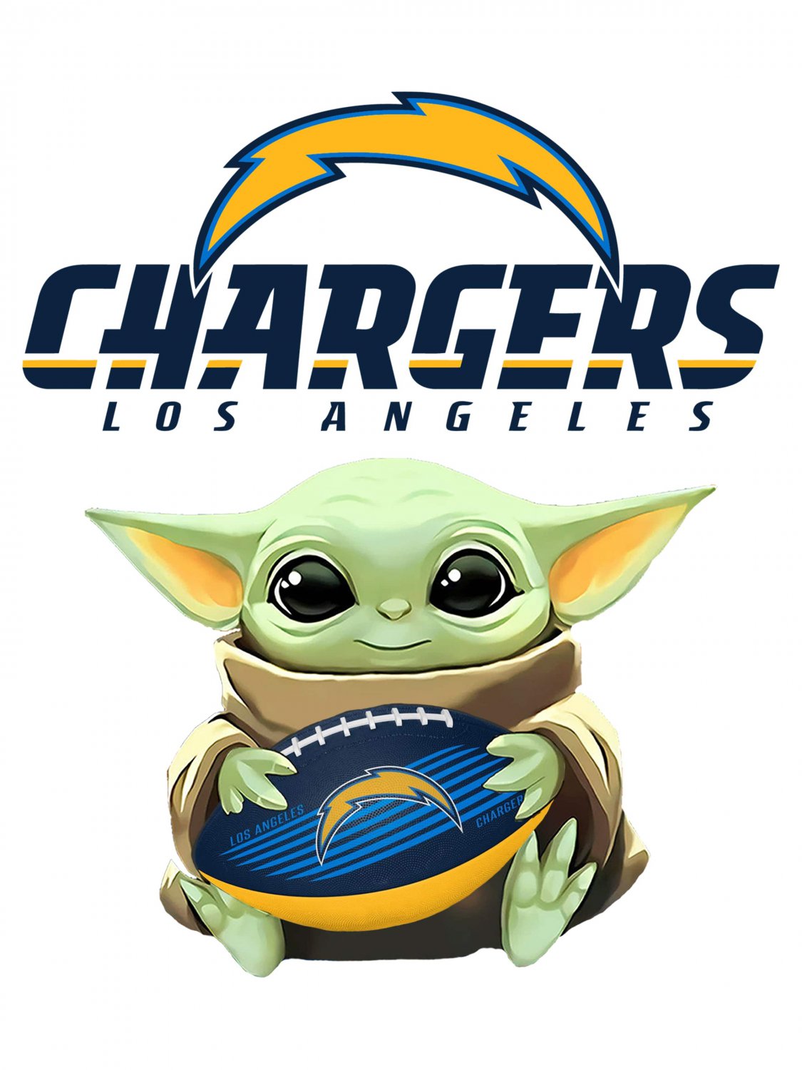 4 Inch Full Color Los Angeles Chargers Baby Yoda Die Cut