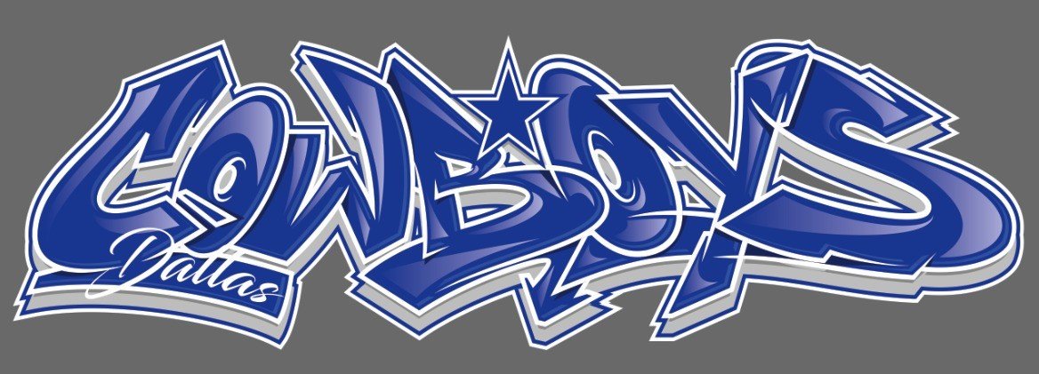 Full Color 7 Inch Dallas Cowboys Graffiti Vinyl Decal Sticker