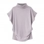 Women Casual Turtleneck Short Sleeve Cotton girl Solid Casual Blouse