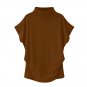 Women Casual Turtleneck Short Sleeve Cotton girl Solid Casual Blouse