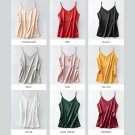 Spaghetti Strap Top Women Halter V Neck Basic White Cami Sleeveless Satin Silk Tank Tops