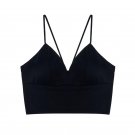 2 Colors Black White Satin Cami Tops Women's Bralette Bustier Bra Vest Shirt V Neck Ladies