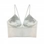 2 Colors Black White Satin Cami Tops Women's Bralette Bustier Bra Vest Shirt V Neck Ladies