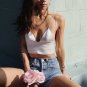 2 Colors Black White Satin Cami Tops Women's Bralette Bustier Bra Vest Shirt V Neck Ladies