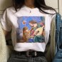cat van gogh t shirt women art print Oil aesthetic Cute funny tshirt 90s cartoon ulzzang Casual