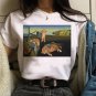 cat van gogh t shirt women art print Oil aesthetic Cute funny tshirt 90s cartoon ulzzang Casual