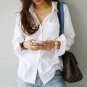 2020 Spring One Pocket Women White Shirt Female Blouse Tops Long Sleeve Casual