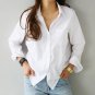 2020 Spring One Pocket Women White Shirt Female Blouse Tops Long Sleeve Casual