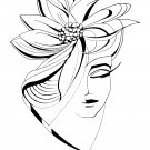 Woman face line art dream flower