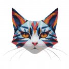 Cat face with geometric pattern - Cross stitch pattern
