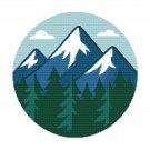 Mountains with snow and green fir trees - Cross stitch pattern PDF