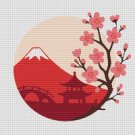 Nature - mountain and sakura - Cross stitch pattern PDF