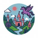 Children's land with a flying unicorn - Cross stitch pattern PDF