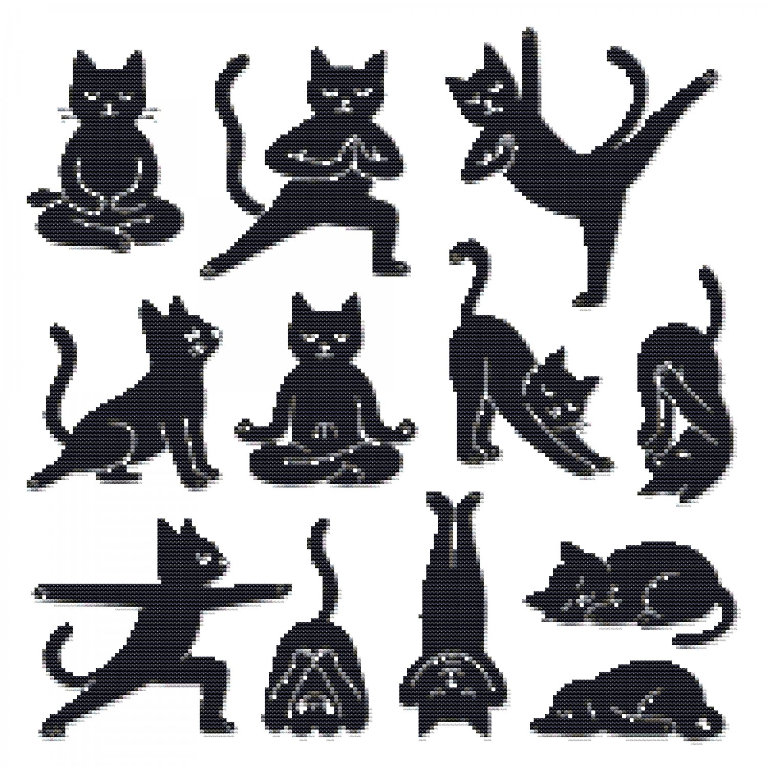 Cats doing gymnastics - Cross stitch pattern PDF