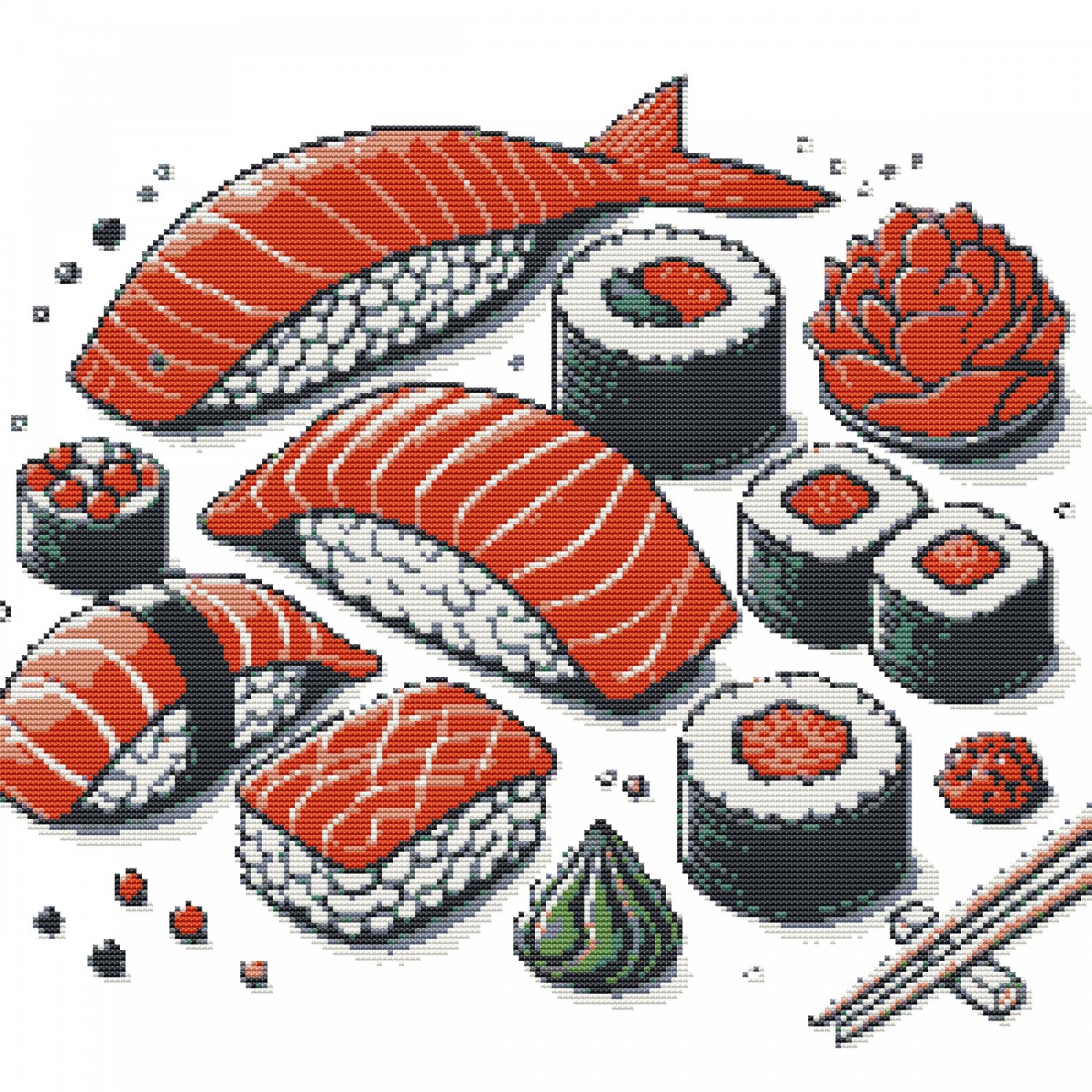 Delicious sushi - Cross stitch pattern PDF - Instant download