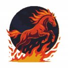 Red Horse Jumping Over Fire - Symbol of 2026 - Cross stitch pattern PDF