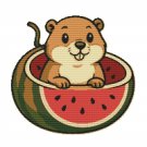 A happy gopher eats a watermelon - Cross Stitch Pattern PDF - Instant Download
