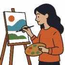 A girl in a sweater paints a beautiful picture - Cross Stitch Pattern PDF - Instant Download A girl in a sweater paints a beautiful picture - Cross Stitch Pattern PDF - Instant Download