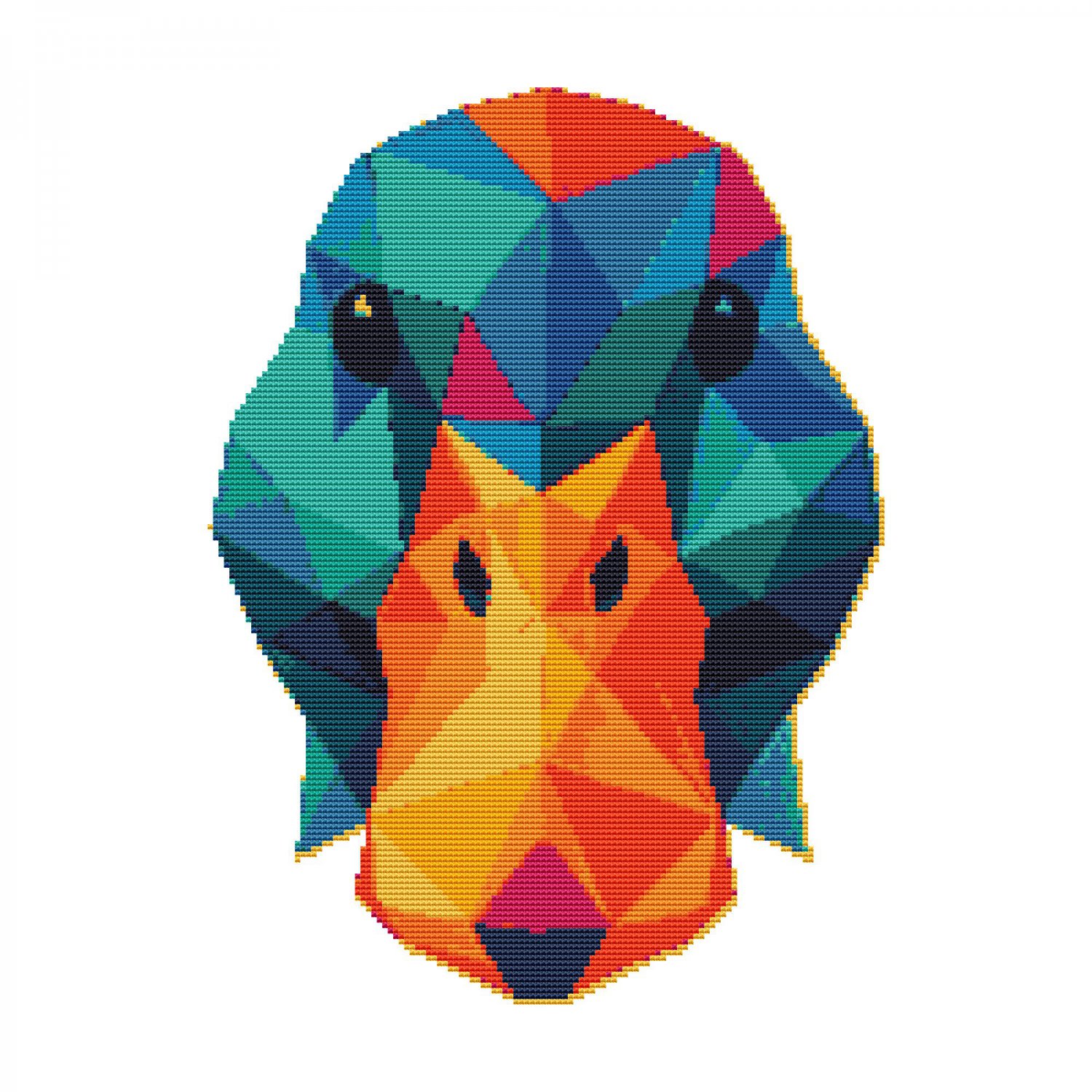 Duck face with colorful geometric lines - Cross stitch pattern PDF