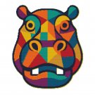 Colorful hippopotamus face in geometric shapes - Cross Stitch Pattern PDF