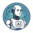 Robot on a blue background – Cross stitch pattern PDF