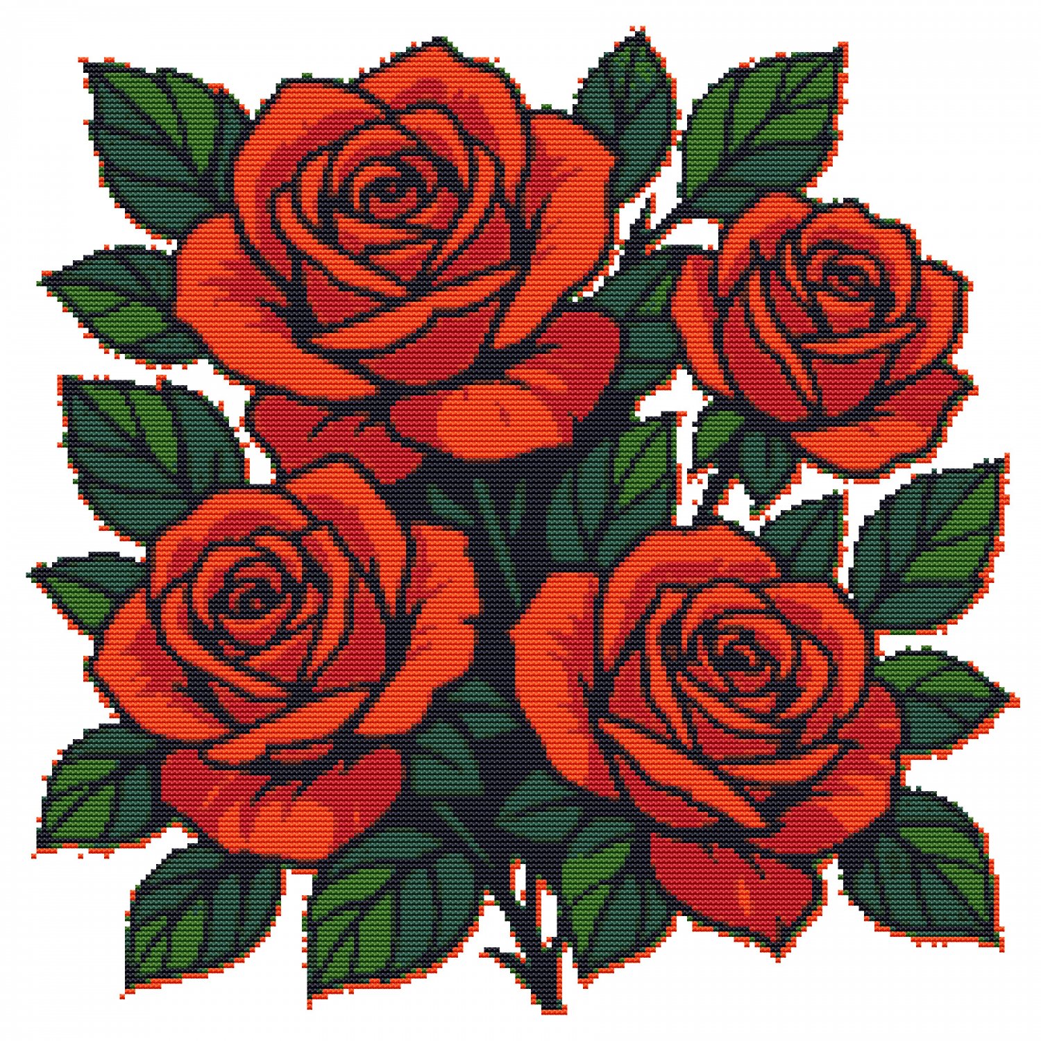 Arrangement of roses - cross stitch pattern PDF - Instant download