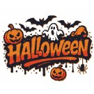 Halloween sign with pumpkins and ghosts - Cross-stitch pattern PDF - Instant download