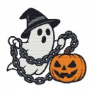A ghost holds a pumpkin on a chain - Cross-stitch pattern PDF - Instant download