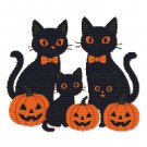Black Cat Family for Halloween - Cross-stitch pattern PDF - Instant download