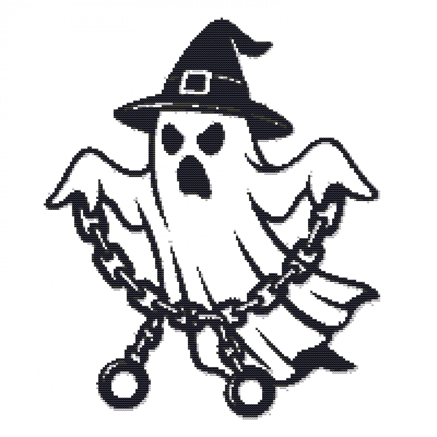 Evil Ghost in Chains for Halloween - Cross-stitch pattern PDF - Instant download