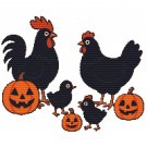 Chicken Family for Halloween - Cross-stitch pattern PDF - Instant download