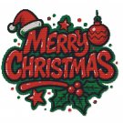 Merry Christmas - Red text on green background - Cross-stitch pattern PDF - Instant download