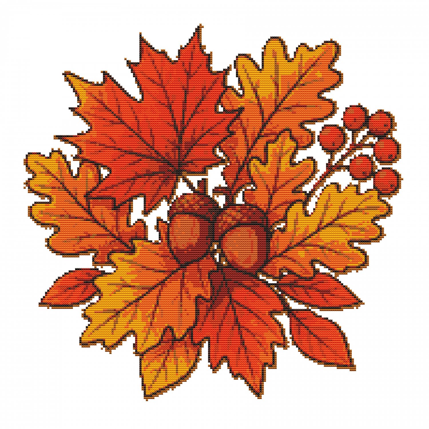 Yellow autumn leaves - Cross-stitch pattern PDF - Instant download