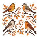 Birds on branches in autumn - Cross-stitch pattern PDF - Instant download