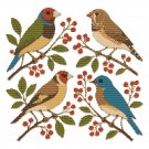Birds on branches with red berries - Cross-stitch pattern PDF - Instant download