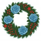 Christmas wreath with blue roses - Cross-stitch pattern PDF - Instant download