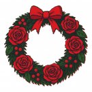 Christmas wreath with red roses - Cross-stitch pattern PDF - Instant download