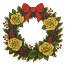 Christmas wreath with yellow roses - Cross-stitch pattern PDF - Instant download