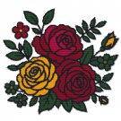 Floral pattern with yellow and red roses - Cross-stitch pattern PDF - Instant download